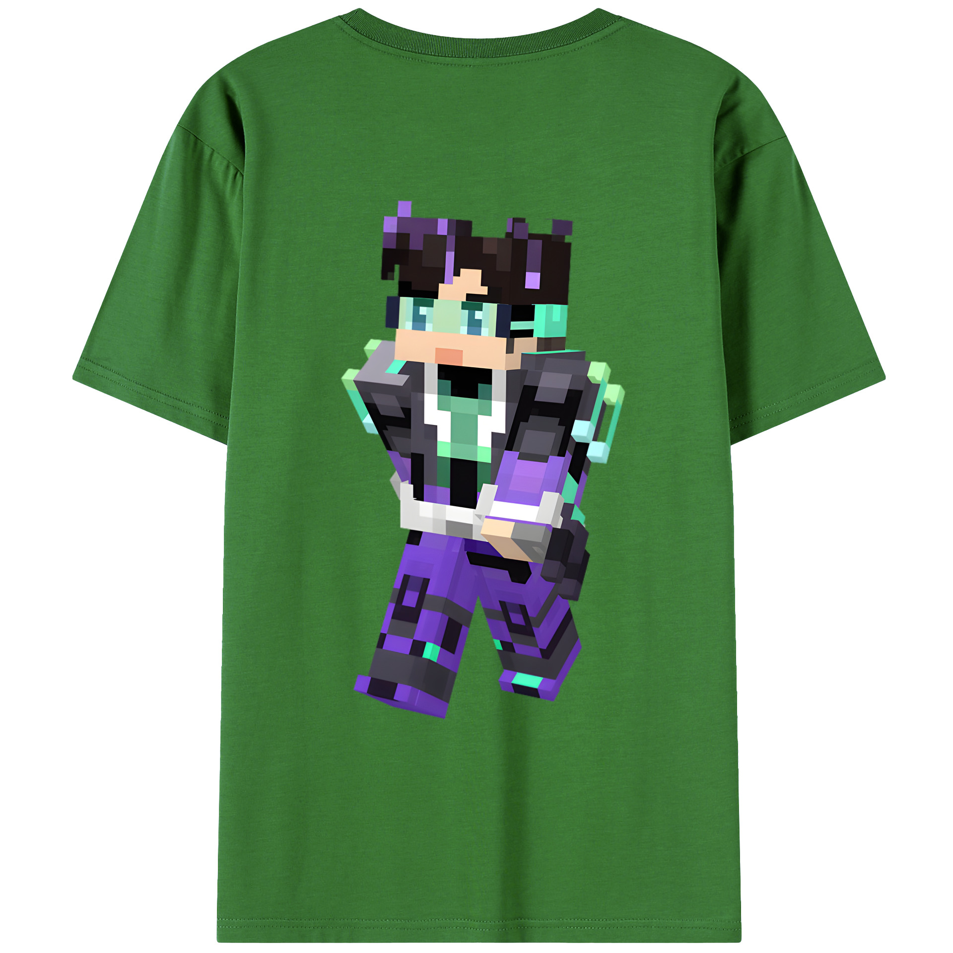（画像用） マインクラフト ブロックの世界 Minecraft MC Block world レディース半袖Tシャツ(バックプリント)